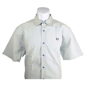 Fred Perry Mens Gingham Short Sleeve Button Down Shirt Blue Yellow M8225 Size L